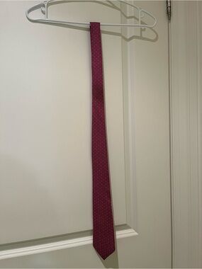 Hermes Burgundy Red Geometric Silk Tie